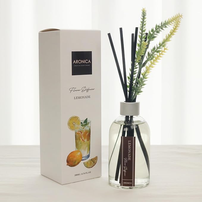 Aronica Lemon Scented Air Freshener, Reed Diffuser Scent for Apartment, Lemon Infussd Room Freshener, Citrus House Scent, New Apartment Essentials, House Warming Gifts New Home