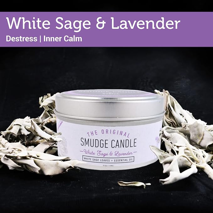 SOUL STICKS Smudge Candle for Cleansing House, Meditation, Chakra Healing, Aromatherapy (White Sage & Lavender)
