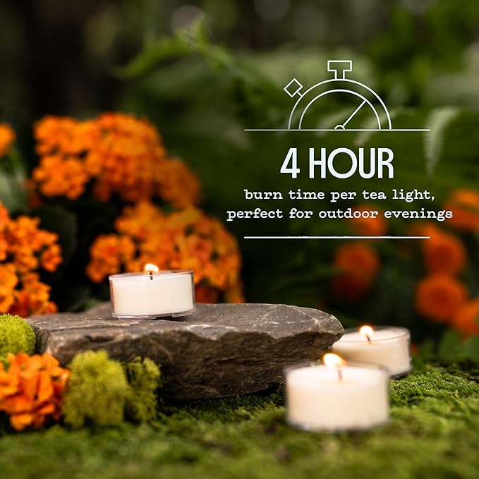 Murphy’s Naturals Mosquito Bug Repellent Tea Light Candles for Outdoor Patio with Citronella & Essential Oils, 4-Hour Burn Time Each, 0.5 oz, 36-Pack