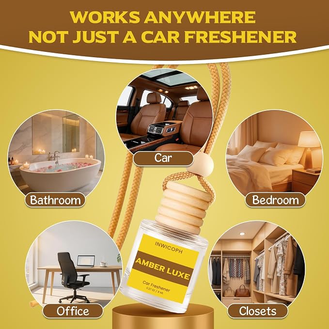 Car Air Freshener Diffuser Hanging, Amber Luxe Fragrance Oil