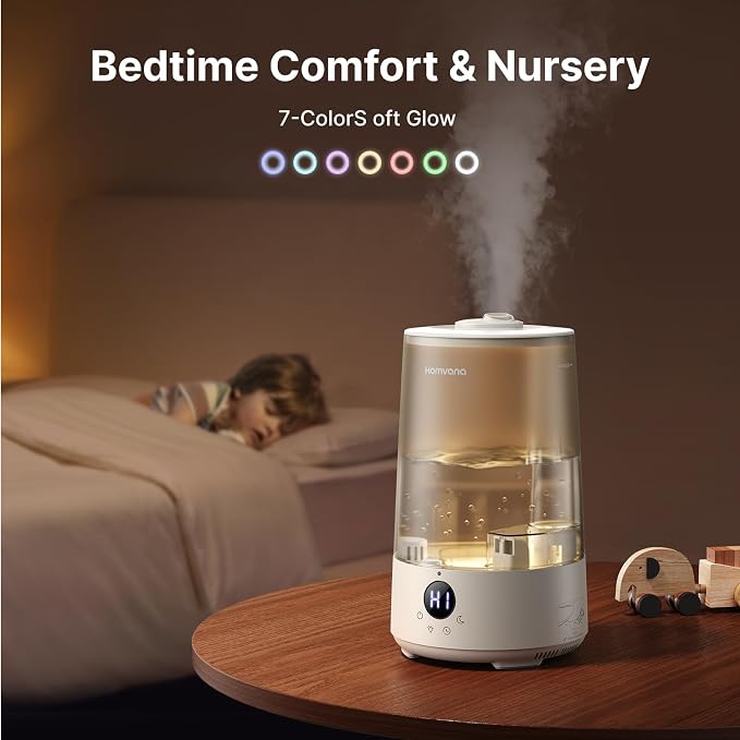 Homvana 3.6L Top-Fill Cool Mist Humidifier for Bedroom, Large Room & Plants, Easy-to-Clean 2-in-1 Baby Humidifier & Diffuser for Congestion Relief, 23dB Ultra-Quiet, Lasts Up to 4 Nights (Black)