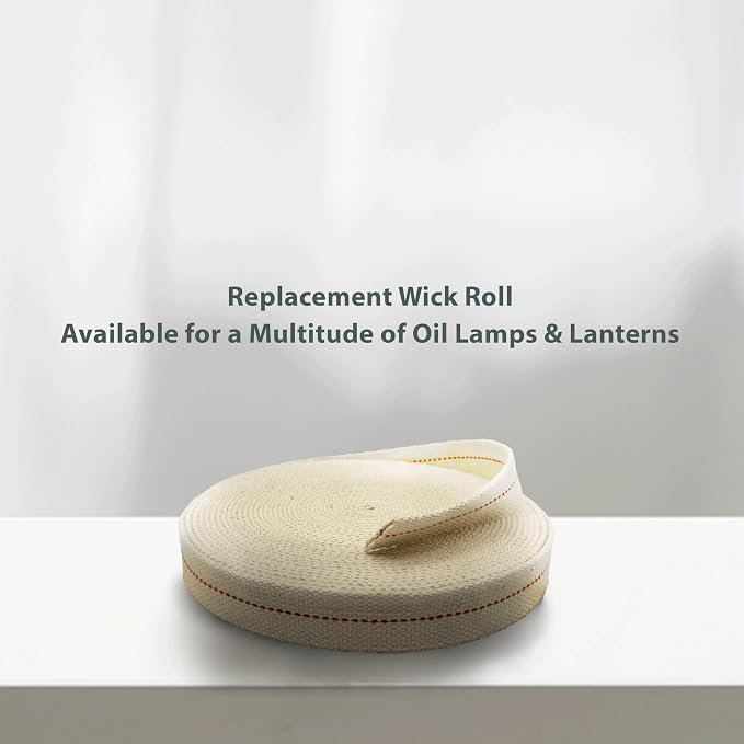 Light of Mine - 1" Inch 33' Foot, 100% Cotton Flat Wick for Paraffin Oil, Kerosene Based Lanterns, and Oil Lamps with Genuine Red Stitch (1" - 33' Roll)