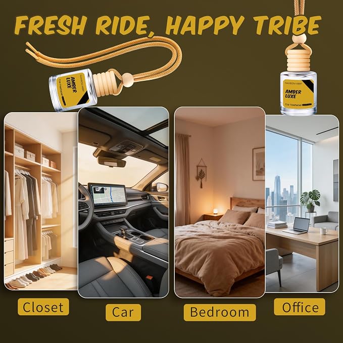 RAINBOW ABBY Car Air Freshener Hanging, Amber Luxe Fragrance Oil
