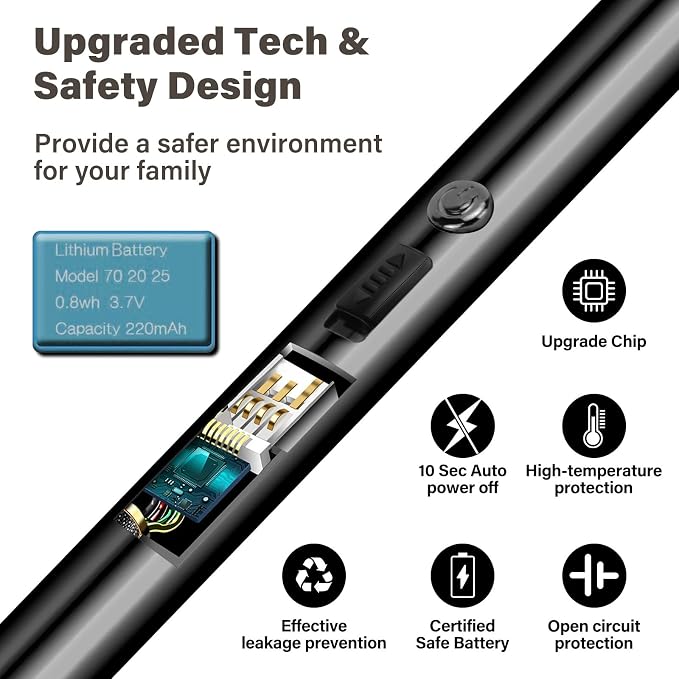 Electric Candle Lighter Windproof USB Rechargeable Flameless Long Neck Lighter for Candles Gas Stove Fireplace BBQ Kitchen Grills (Black)