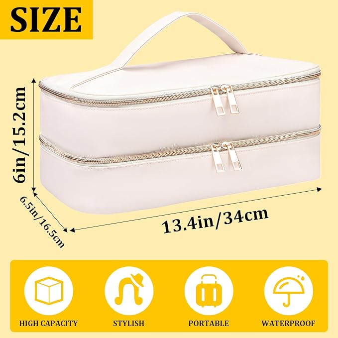 Travel Carrying Case for Shark Flex Style, Double Layer Storage Case for Shark SpeedStyle Hair Dryer Attachments, Waterproof PU Leather Organizer Bag for Shark Airwrap Styler (Dianthus White)