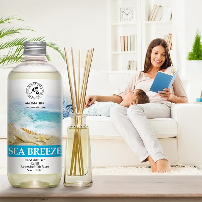 Reed Diffuser Refill Set Sea breeze 2 х 17Fl Oz - Aroma Refill for Reed Diffuser - Long Lasting Home Fragrance - Air Freshener - Fresh Scent - Aromatherapy - Home decor - Air diffuser