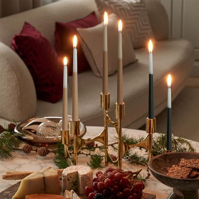 Dripless Candles Scented Candle Sticks - Gedengni 6pcs Gradient Colored Candles Brown Taper Candle Aromatherapy Candles for Dinner Wedding Party Decor Idea (8S-Bluebell)