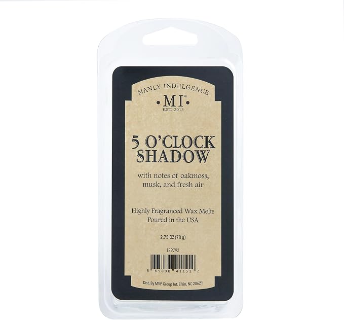 Manly Indulgence 5 O'Clock Shadow Scented Wax Melts, Wax Melt Warmer Cubes, Long Lasting Scented Wax Warmer Cubes, 4 Pack, 6 Cubes Each - Made in The USA