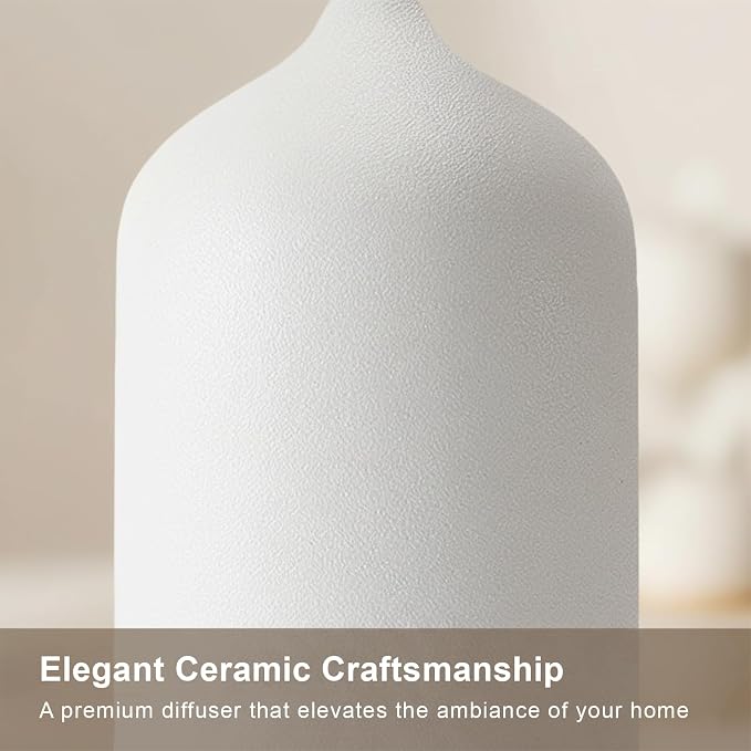 Ceramic Essential Oil Diffuser, 250ml Aromatherapy Humidifier & 7 Color-Changing Night Light with Auto Shut-Off, 1H/3H/5H Timer Ultrasonic Cool Mist Quiet Operation for Home, Office, Yoga