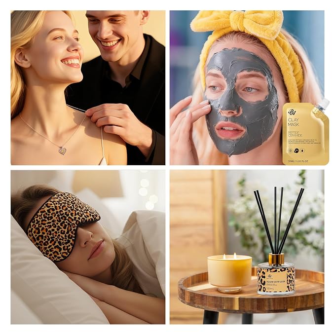 35 Pcs Mothers Day Gifts for Mom, Honey & Almond Bath & Body Gift Basket for Women, Face Skin Care Kit, Home Spa Basket Gift Set, Self-Care Gift Kit, Necklace, Birthday, Anniversary,Wife