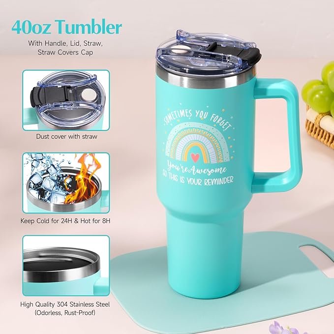 Suhctuptx Birthday Gifts for Women, Unique Self Care Gifts Get Well Soon Basket, Christmas Relaxing Spa Gift Care Package w/Flannel Blanket 40 oz Tumbler, for Mom Her Sister Friend