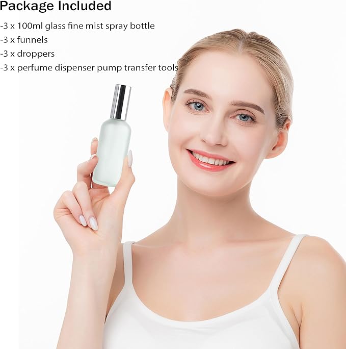 YU FENG Perfume Bottles Empty Glass Refillable Atomizer 3 Pack 100ml/3.4oz