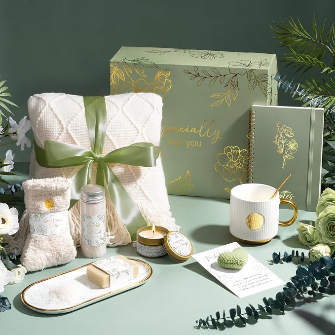 Self Care Gifts for Women Get Well Soon Gift Baskets, Birthday Gifts for Women Spa Basket Care Package, Sympathy Inspirational Thinking of You Unique Gift Set for Mom Her Wife Girlfriend Sister Friend