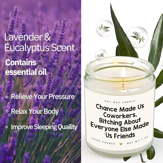 SteadStyle Funny Coworker Gifts for Women Men - Leaving, Farewell, Going Away, Retirement, New Job, Birthday Gifts for Coworker, Work Bestie, Lavender Scented Soy Wax Candle 7oz