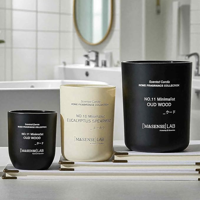M&SENSE Natural Soy Large Candle| Lavender Vanilla | 16.6 oz, 95H Burn | Mini Spring Scented Candles for Relaxation, Meditation, Home Décor | for Bedroom, Office, Party