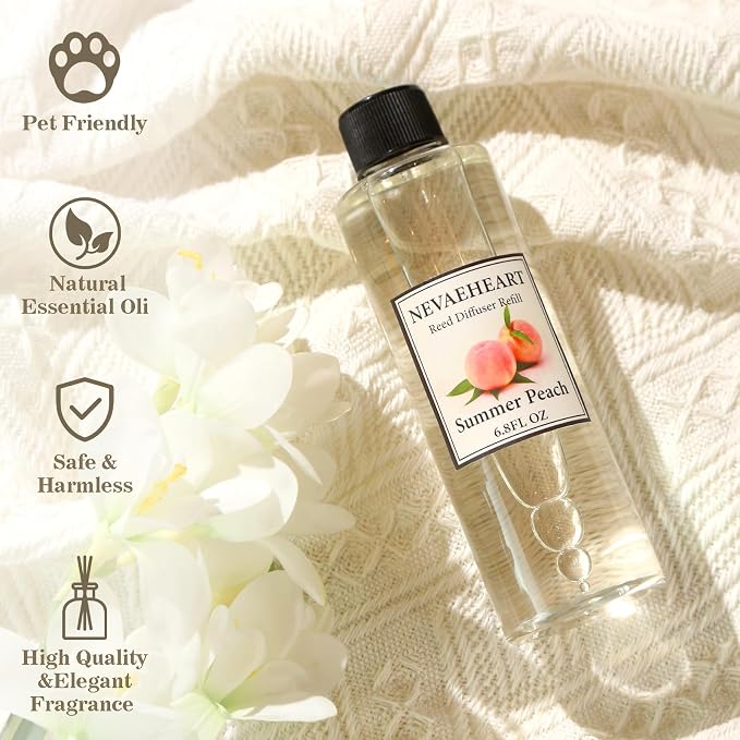Gardenia Reed Diffuser Oil Refill Set, 6.8 OZ X 2 Pack Home Fragrance for Bedroom, Bathroom Home Decor