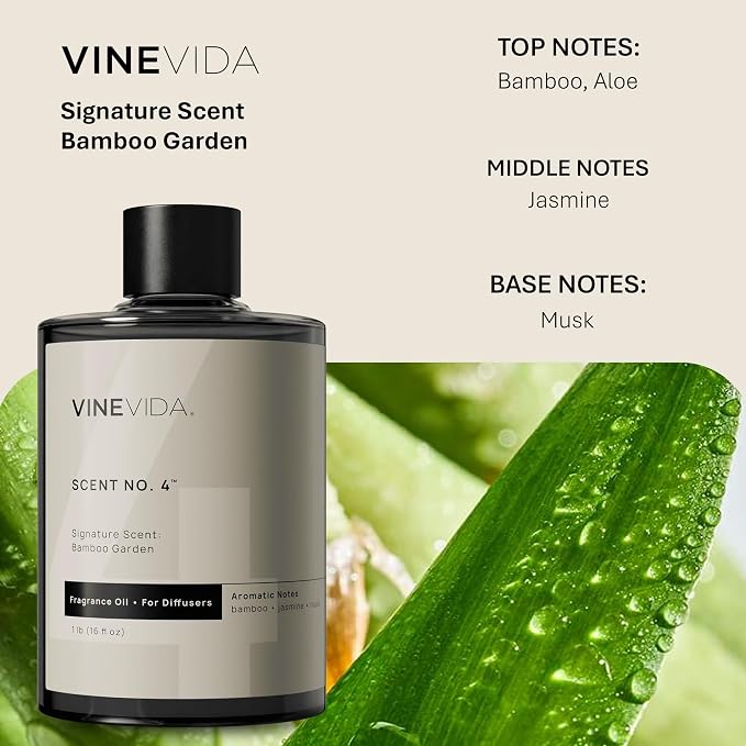 VINEVIDA [16 Fl Oz] Bamboo Garden Fragrance Oil for Cold Air Diffusers, Essential Oils for Diffuser Oil Refill & Air Freshener Room Spray