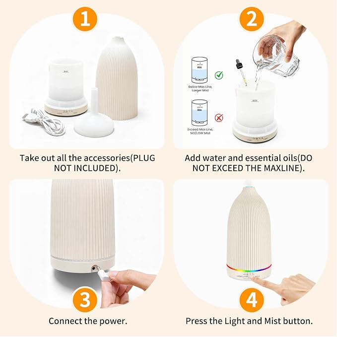 URPOWER 100ML Essential Oil Diffuser Ultrasonic Cool Mist Humidifier with 7 LED Lights, Timer & Auto-Off Quiet Aromatherapy Scent Diffuser for Home Bedroom Office Relaxation