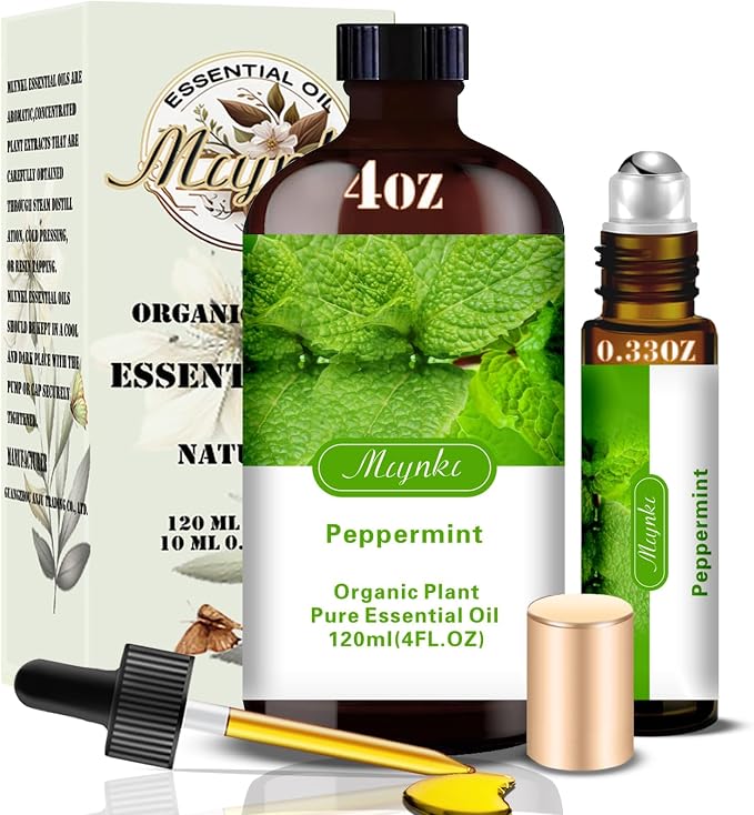 Peppermint Essential Oil – Peppermint Fragrance Oil for Energy Boost, Diffuser, Humidifier, Massage, DIY Candle, Soap, Cleaning, Office, Gift Ready – MLYNKL Peppermint Oils (4.33 fl oz / 130ml)