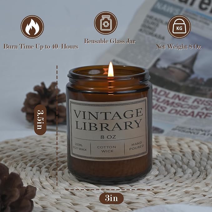 Book Lover Candles, Book Lovers Gift Ideas, Candle for Women, Reading Gifts, Birthday Gifts, Holiday, Scented Candles for Men, Women, Librarian