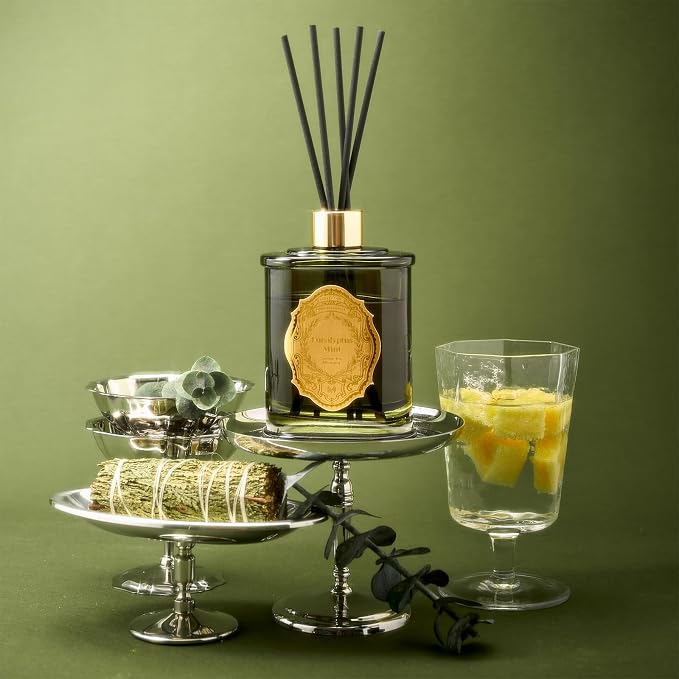M&SENSE 8.4 oz Large Reed Diffuser for Home | Eucalyptus Mint Scent Oil Diffuser with Sticks | Bedroom Bathroom Living Room Decor