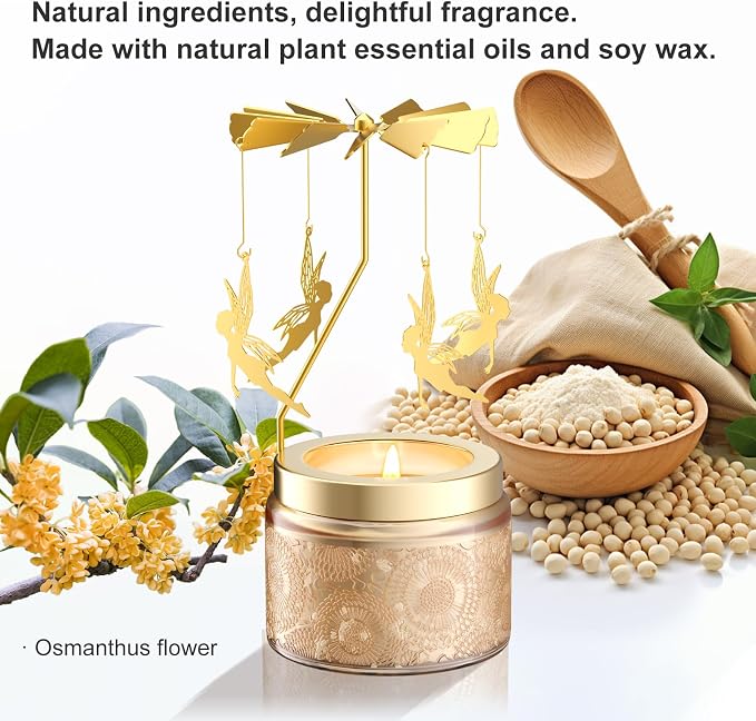 Rotatable Osmanthus Flower Scented Candle, Gifts for Women, Single-Wick with 20 Hours of Burn Time, Ideal for Creating Relaxing Ambience & Holiday Gifting (Angel)