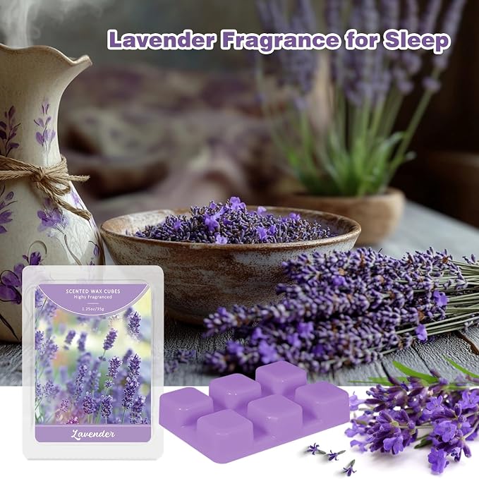 SCENTORINI Wax Melts Wax Cubes, Summer Scent, Lavender Wax Melts for Sleep, Scentsy Wax Melts for Warmer 4 Pack, Scented Soy Wax Strong Scent, 4 * 1.25oz