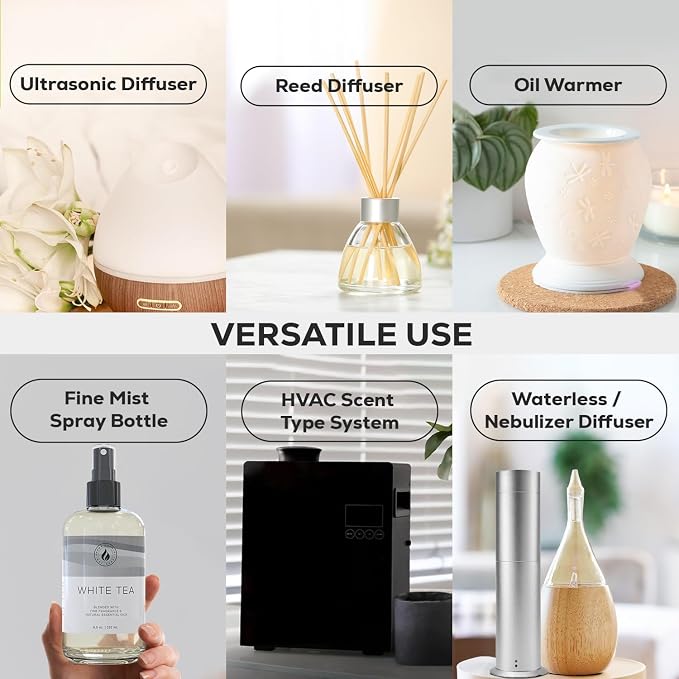 Aroma Country White Tea Diffuser Oil - Luxury Essential Oils for Diffuser Refill & Air Freshener Room Spray, Long-Lasting, Natural Home Fragrance and Hotel Scent for Diffusers & Machines (4 Fl. oz)