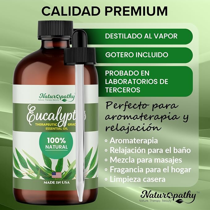 Naturopathy Eucalyptus Essential Oil, Therapeutic Grade, Premium Quality Perfect for Aromatherapy (4 fl oz)