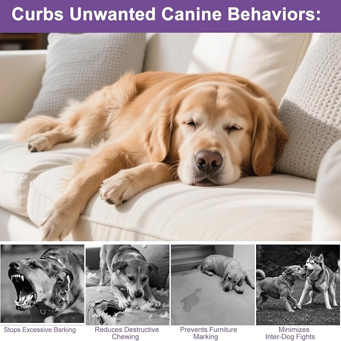 Dog Pheromone Calming Diffuser for Dogs, 4×48ml Refills & 2×Diffusers, Anxiety Relief for Separation, Thunder, Fireworks, Stop Barking, Chewing & Marking, Safe for Pets & Home