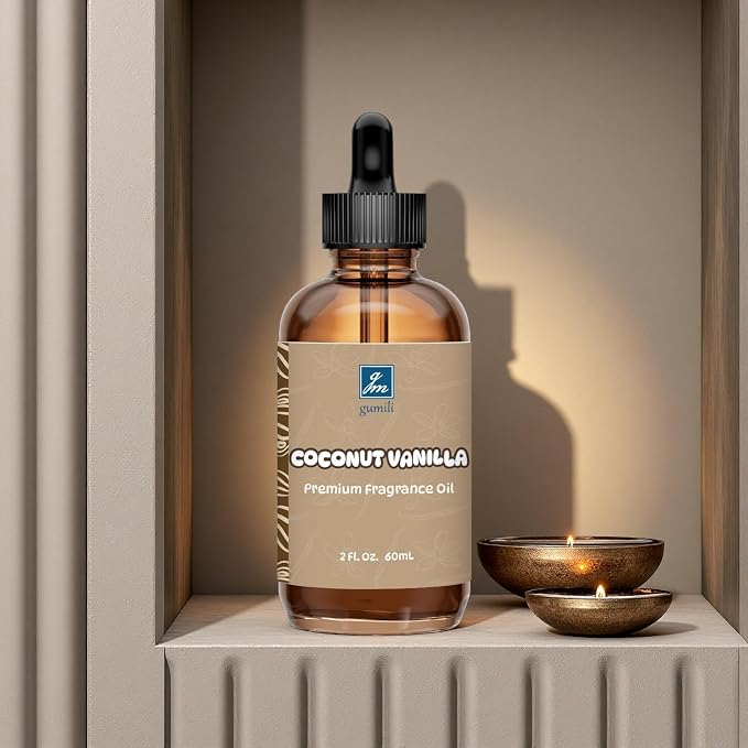 GM Gumili Coconut Vanilla Fragrance Oil 2 Oz, Natural Scent Oil for Home Essential Oils Diffuser, Candle Making, Soap Making, DIY Body Oils, Perfume, Body Mist, Spray