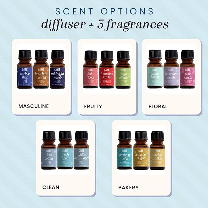 CE CRAFT Waterless Travel Diffuser Gift Set - Rechargeable Diffuser for Aromatherapy - Includes 3 Fragrance Oils - Fragrance Dispenser for Office and Home - Masculine, White Scents