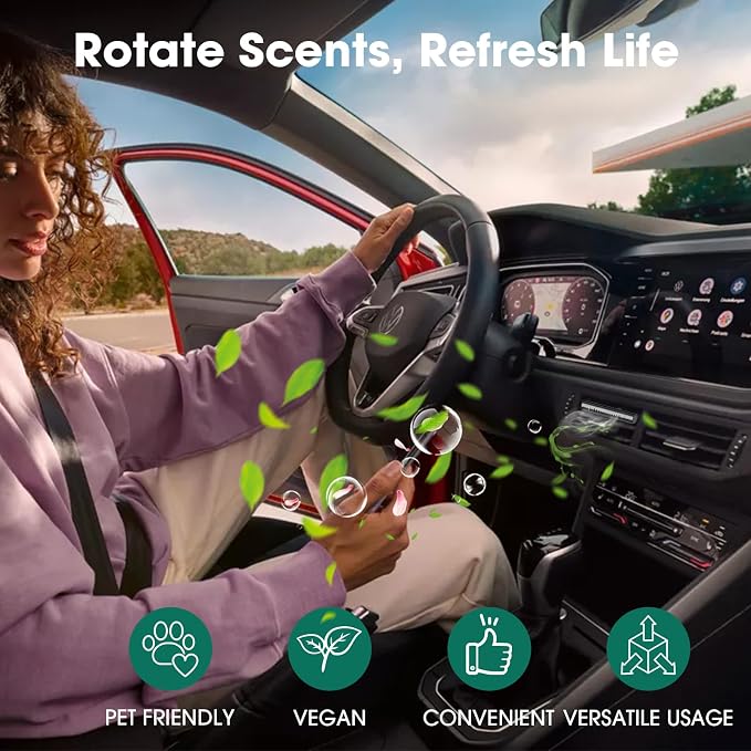 2Pcs Custom Car Air Freshener Vent Clips, Scented Sticks Kit with 10 Different Aroma Bags (2 Stick Each) & 8 Unscented Refill Sticks, Long-Lasting Odor Eliminator Car Diffuser