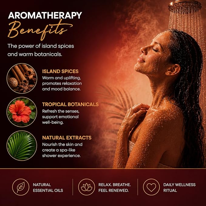 Shower Steamers Aromatherapy, Essential Oil Pods Infused for Relaxation, Shower Pods Aromatherapy - Calming, Stress Relief & Self Care Gifts for Women - Island Spice