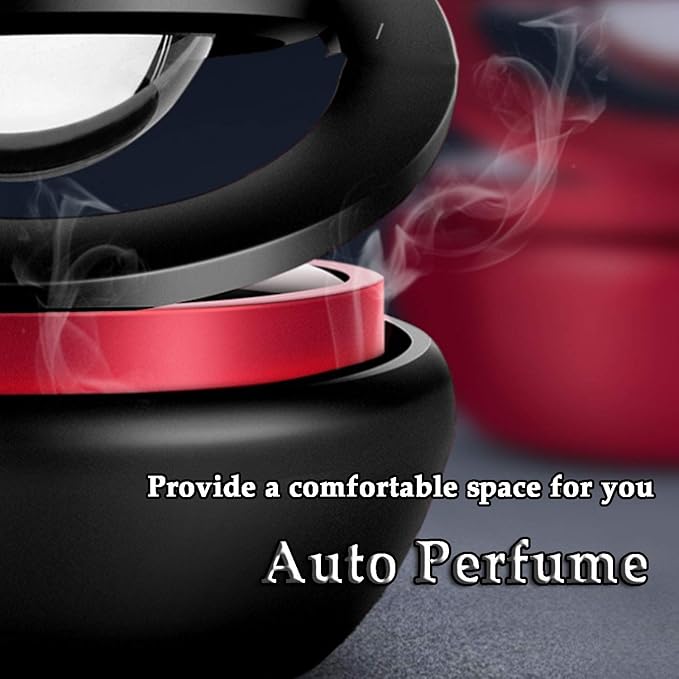 Kwak’s Solar-Powered Rotating Car Aromatherapy Auto-Spinning Ornament with Refillable Scent Pad, Subtle Ocean Fragrance, Ideal Gift for Men Women Dad Husband for Dashboard (Black)