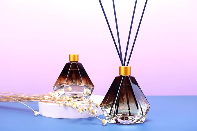 Reed Diffuser Set White Jasmine Scent for Bathroom Accessories Shelf Decor & Air Fresheners, Sticks Defusers with 3.4 fl oz Essential Oils | Home Fragrance & Essentials