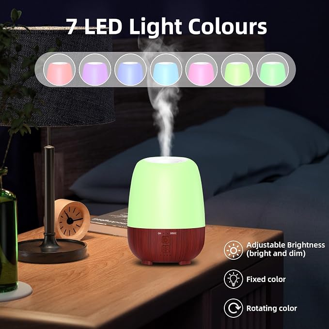 SPLITSKY Cordless Essential Oil Diffuser, 150ml Rechargeable Battery-Operated Quiet Aromatherapy Diffuser with 7-Hour Runtime, 7-Color LED Light & 2 Timer Settings for Bedroom, Living Room, Bathroom