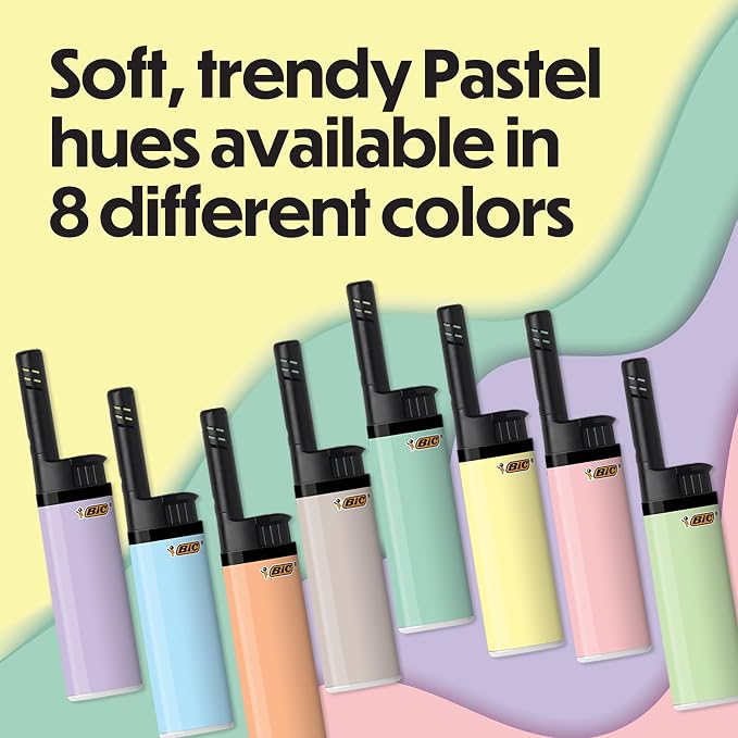 BIC EZ Reach Pastel Lighters, Reliable and Safe Candle Lighter, 6-Pack