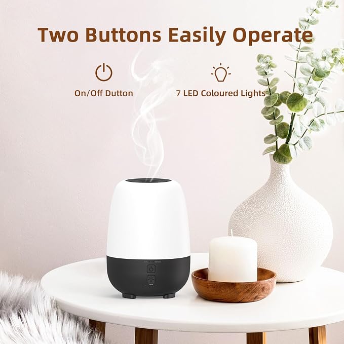 SEEDSEEL 150ML Rechargeable Battery Powered Essential Oil Diffuser, Cordless Portable Aromatherapy Diffuser,7-Hour Run time, 7-Color LED Lights