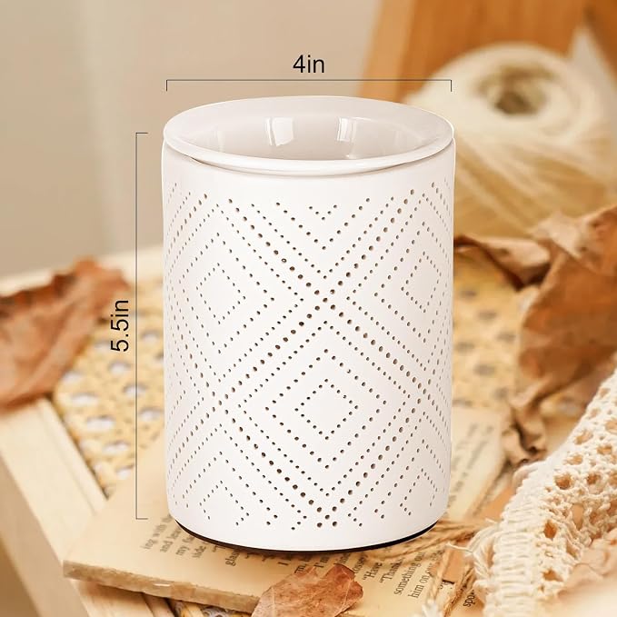 Ceramic Wax Melt Warmer, Electric Wax Warmer for Scented Waxes, Candle Warmer Oil Burner with Bulb, Fragrance Warmer Wax for Balcony, Spa Yoga Meditation, Birthday Gifts, (Diamond)