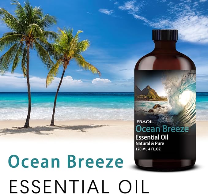 Ocean Breeze Essential Oil, Ocean Breeze Oil 4 Fl Oz 120ML for Diffuser Humidifier Yoga Cleaning DIY Candle Soap Making Perfume Gift for Women Fragrance Oils FRAOIL (Ocean Breeze 4 Fl Oz (Pack of 1))