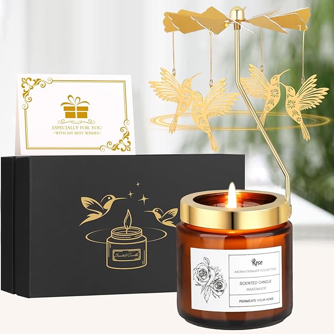 Rotatable Rose Scented Candle Gifts, Hummingbird Gifts for Women