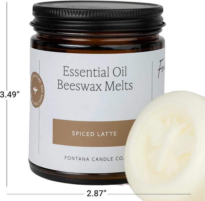 Fontana Candle Co. Non-Toxic Wax Melts, Spiced Latte – Flameless, Gentle-Scented Wax Melts Safe for Sensitive Users – Made with Beeswax, Coconut & Pure Essential Oils, 3 Pucks for Any Warmers