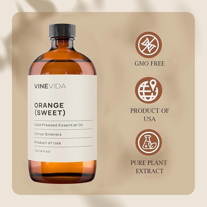 VINEVIDA [16 oz] Pure Orange Sweet Essential Oil