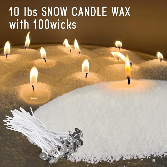 10LB Natural Pearled Candle Making Kit with 100 Cotton Wicks, Reusable and Refillable Pearled Candles for DIY Sand Candle Making