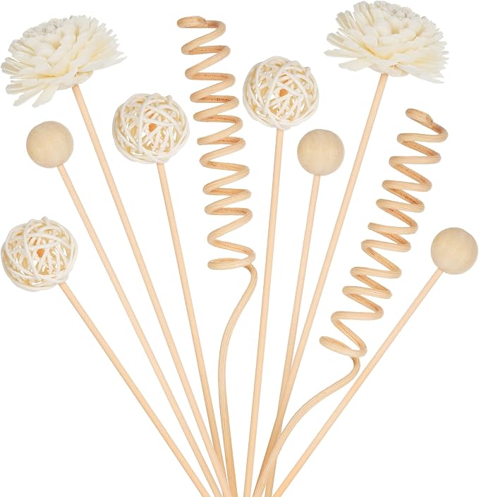 Reed Diffuser Stick,WUTAOBON 10Pcs 10Inch Natural Rattan Flower Reed Fragrance Diffuser Set, Fragrance Diffuser Replacement Rattan Sticks Home Decor (Primary Color)