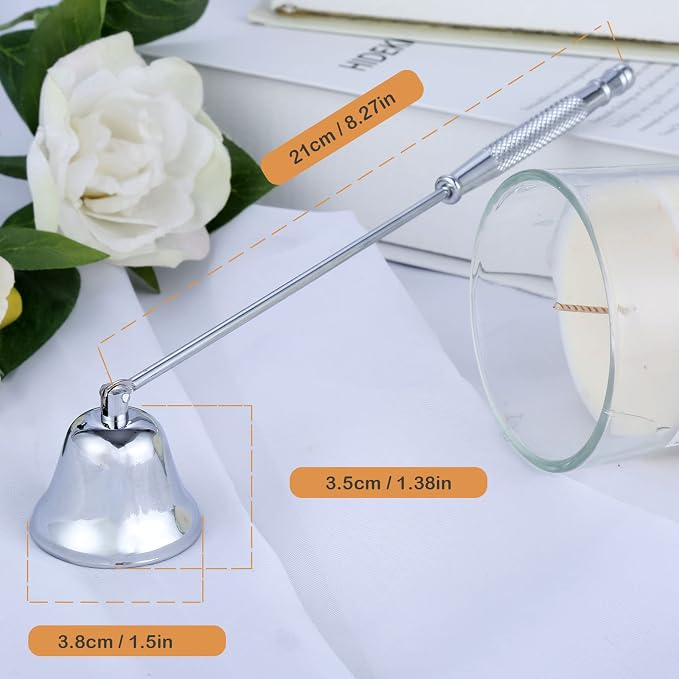 MUXSAM Candle Snuffer with Long Handle, Candlesnuffers Wick Snuffer Candle Accessory, 1-Pack Stainless Steel Wick Flame Snuffer for Putting Out Extinguish Candles Flame Safely(Silver)