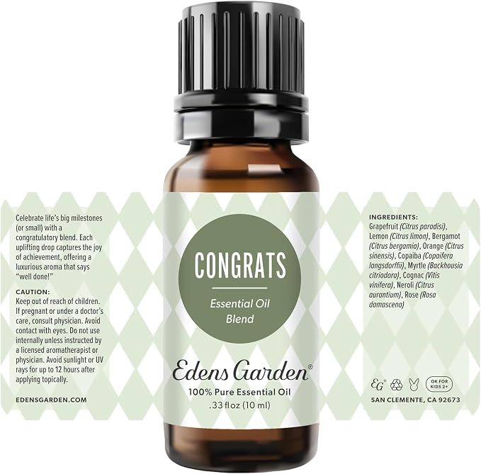 Edens Garden Congrats Essential Oil Blend – Special Occasion Gift, 100% Pure Undiluted Aromatherapy for Natural Wellness, Graduation & Celebration – 10 ml (.33 fl oz)