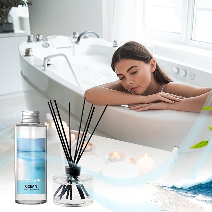 SCENTORINI Reed Diffuser Oil Refill, Ocean Diffuser Oil 6.76 Fl Oz, Natural Scented Essential Oil Refill Long Lasting Summer Home Fragrance for Bathroom Room Spa Aromatherapy Hotel Decor