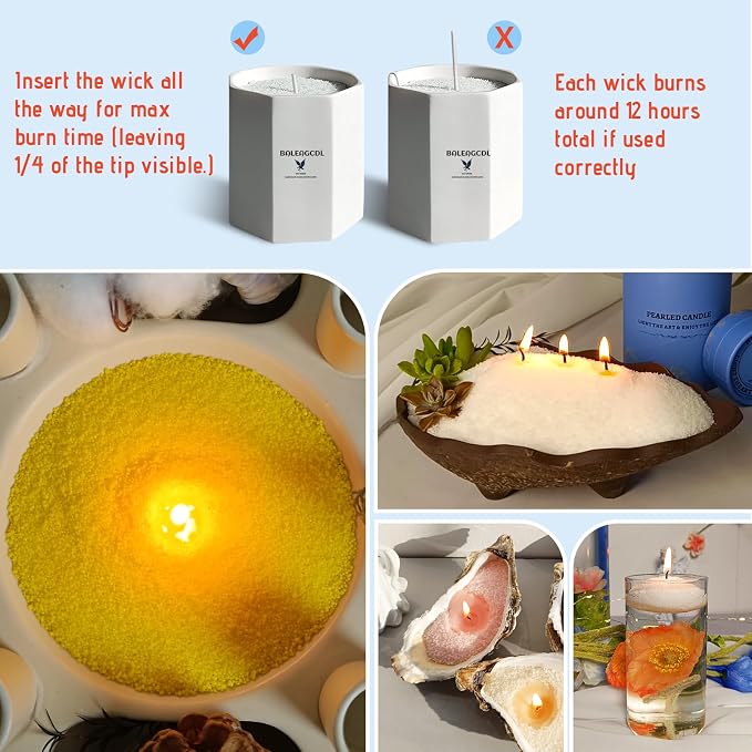 Pearled Candle – 18 oz Zesty Lemon Scented Sand Candles with 30 Wicks | Refillable Yellow Wax Long-Lasting Powder 120 Hours for Kitchen & Home Freshening Gifts